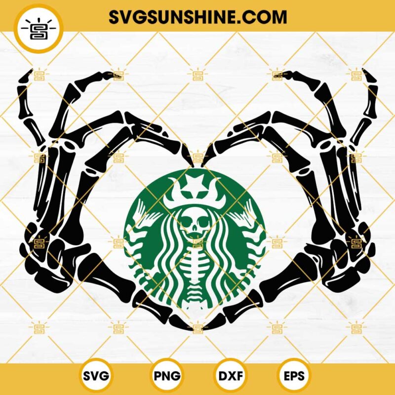 Skeleton Hearts Starbucks SVG, Halloween Skeleton Hands Starbucks Cup