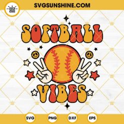 Softball Vibes SVG, Softball SVG, Sports SVG, Retro Softball SVG PNG DXF EPS Cut Files