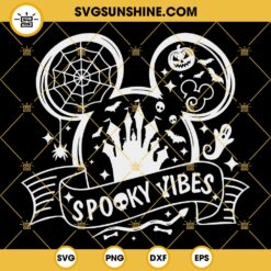 Spooky Vibes SVG, Mouse Ears Halloween SVG, Mickey Head Halloween SVG