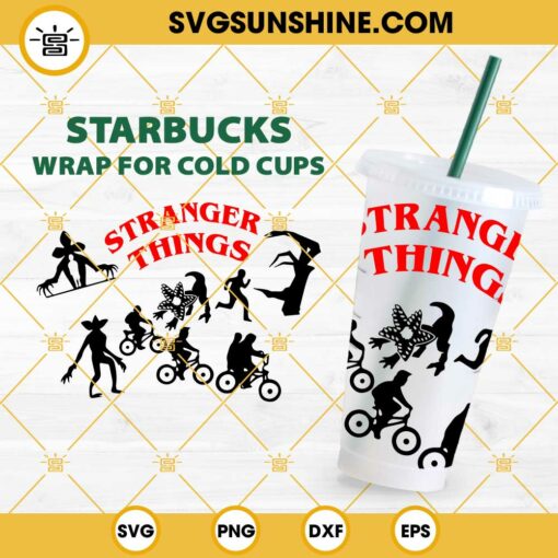 Stranger Things Starbucks Cup SVG, Stranger Things Full Wrap SVG, Stranger Things Starbucks SVG