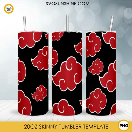 Akatsuki Naruto Skinny Tumbler Design, Anime 20oz Skinny Tumbler Design PNG File Digital Download