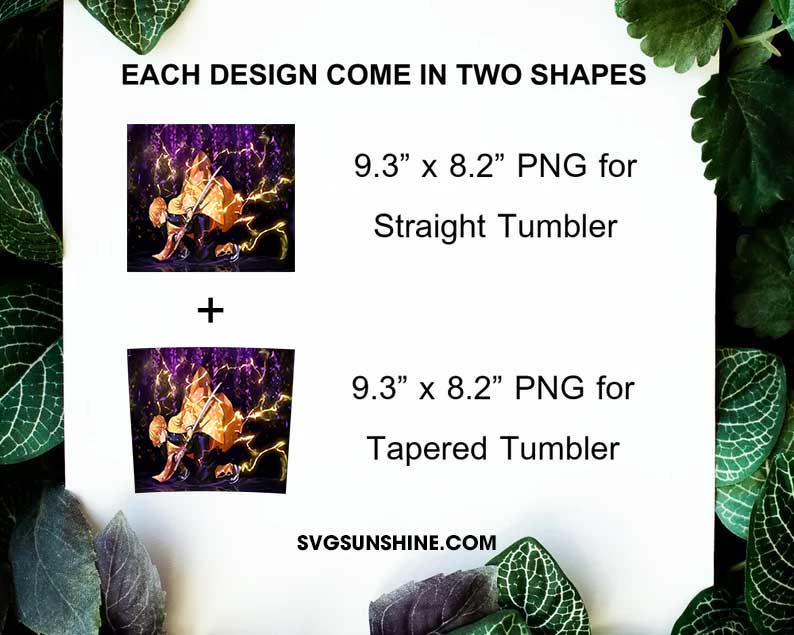 Zenitsu Demon Slayer Tumbler Design Sublimation PNG File Digital Download