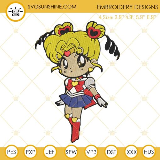 Baby Sailor Moon Embroidery Designs, Sailor Moon Embroidery Design File