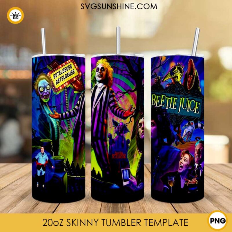 Beetlejuice Tumbler Design PNG File Digital Download, Happy Halloween Tumbler Design PNG