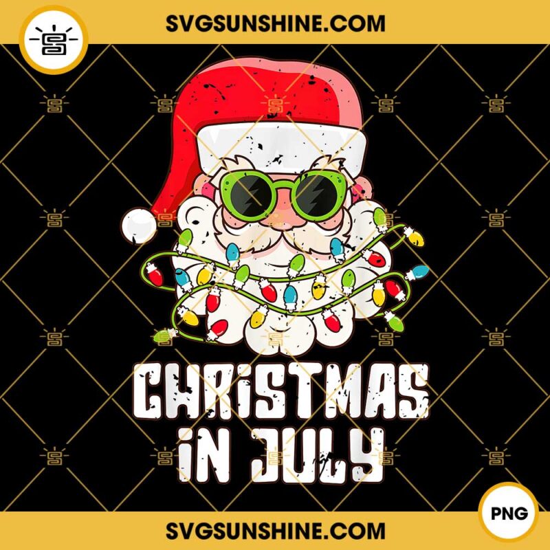 Funny Santa Claus Christmas In July PNG, Santa Hat Sunglasses Beach Summer PNG