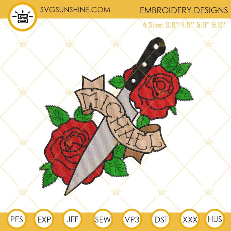 Michael Myers With Roses Embroidery Designs, Michael Myers Machine Embroidery Design