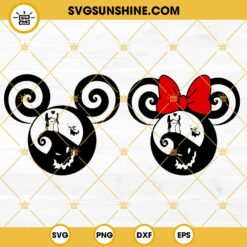 Mouse Ears Jack And Sally SVG, Jack Skellington Mickey Head SVG, Disney Jack And Sally SVG Bundle