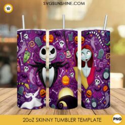 Jack Sally Nightmare Before Christmas Tumbler Design, Happy Halloween 20oz Skinny Tumbler Design PNG File Digital Download