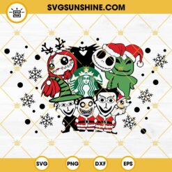 Nightmare Before Christmas Starbucks SVG, Full Wrap Jack Sally Oogie Boogie SVG For Christmas Starbucks Cup SVG
