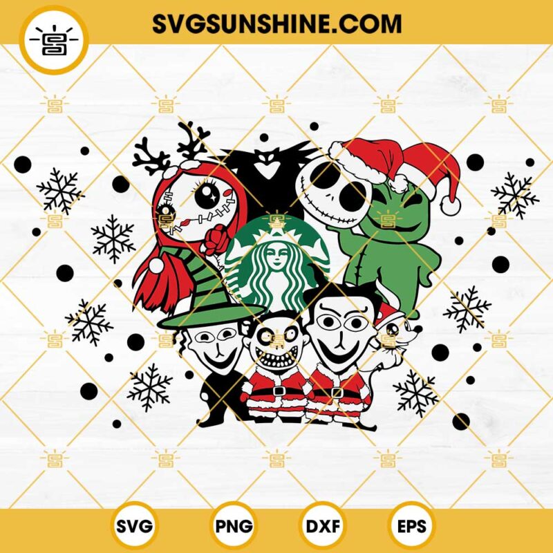 Nightmare Before Christmas Starbucks SVG, Full Wrap Jack Sally Oogie