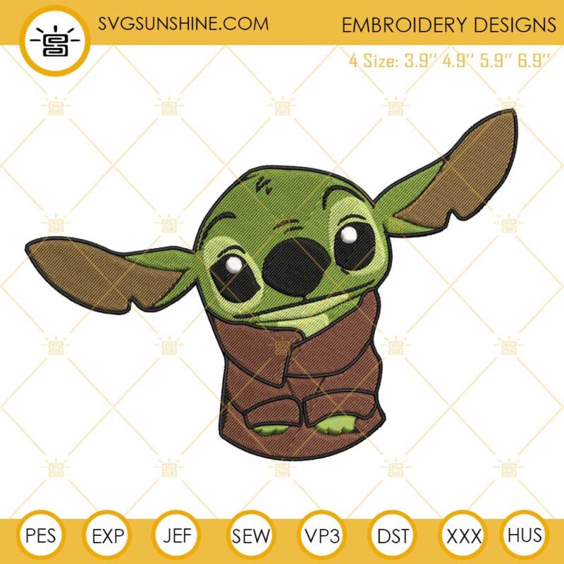 Stitch Baby Yoda Embroidery Designs Files