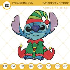 Stitch Elf Embroidery Designs, Stitch Christmas Machine Embroidery Designs File