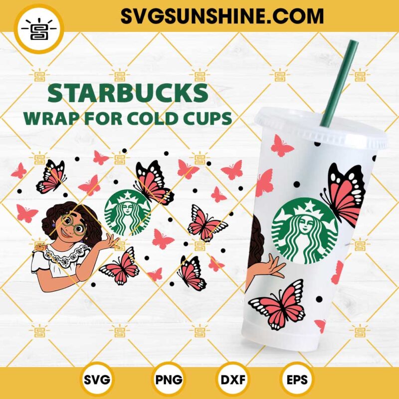 Disney Encanto Mirabel Starbucks Cup SVG, Mirabel Butterfly Full Wrap SVG, Coffee Ring SVG