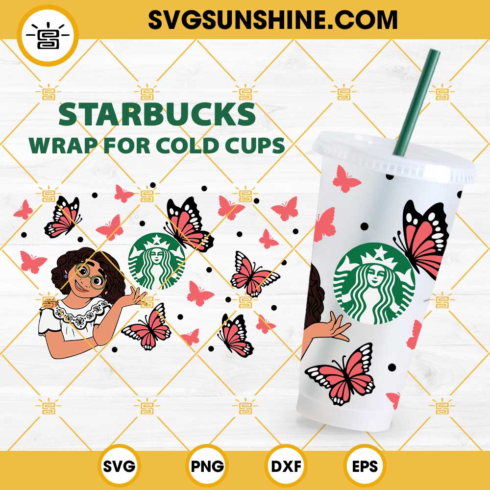 Butterfly Full Wrap with Logo Svg, Starbucks Svg, Coffee Ring Svg