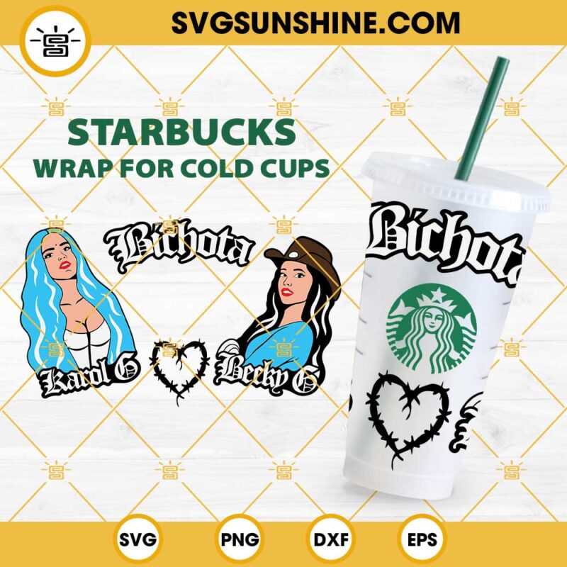 KAROL G Becky G Starbucks Cup SVG, La Bichota Starbucks Cup SVG Layered Silhouette Cricut