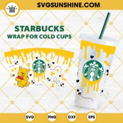Winnie Pooh Full Wrap Starbucks Cup SVG, Honeycomb Drips Full Wrap SVG, Winnie Starbucks SVG