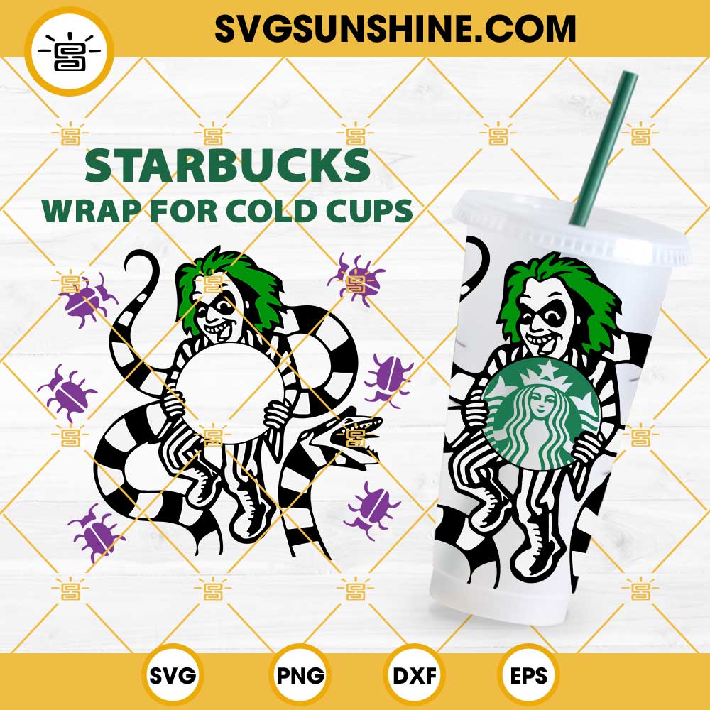 Beetlejuice Starbucks Cup SVG, Halloween Full Wrap For Starbucks Cold