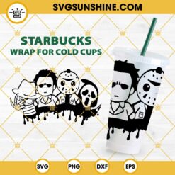 Horror Movies Full Wrap Starbucks Cup SVG, Halloween Horror Full Wrap SVG Digital Download