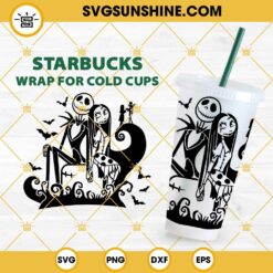 Jack And Sally Full Wrap For Starbucks SVG, Nightmare Before Christmas Starbucks Cup SVG