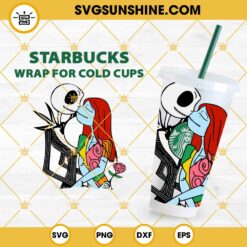 Jack And Sally Starbucks Cup SVG, Jack Skellington Halloween Full Wrap Starbucks SVG PNG DXF EPS
