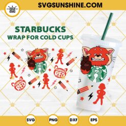 Turning Red Full Wrap SVG, Starbucks Vup Red Panda SVG, Turning Red Starbucks Cup SVG