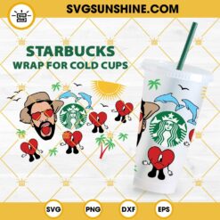Bad Bunny Halloween Full Wrap SVG, Bad Bunny Starbucks Cup SVG Cricut, Silhouette Vector Cut File