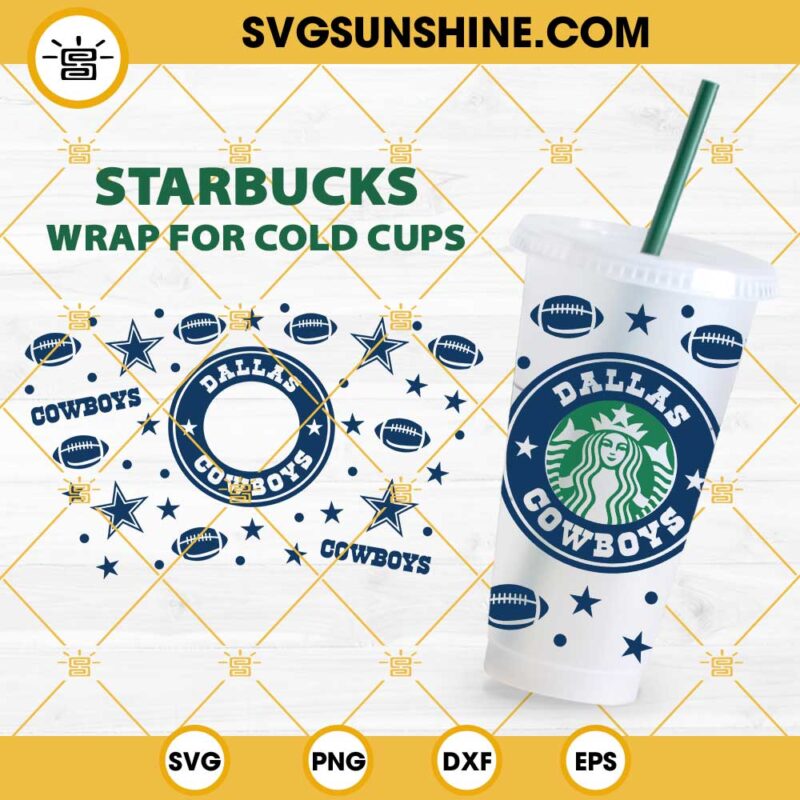 Dallas Cowboys Starbucks Cup SVG, Starbucks Cowboys SVG, Starbucks Cold Cup Venti 24 Oz SVG