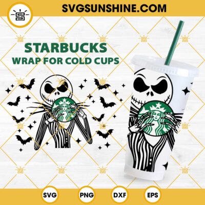 Jack Skellington Full Wrap Starbucks Cup SVG, Halloween Full Wrap ...