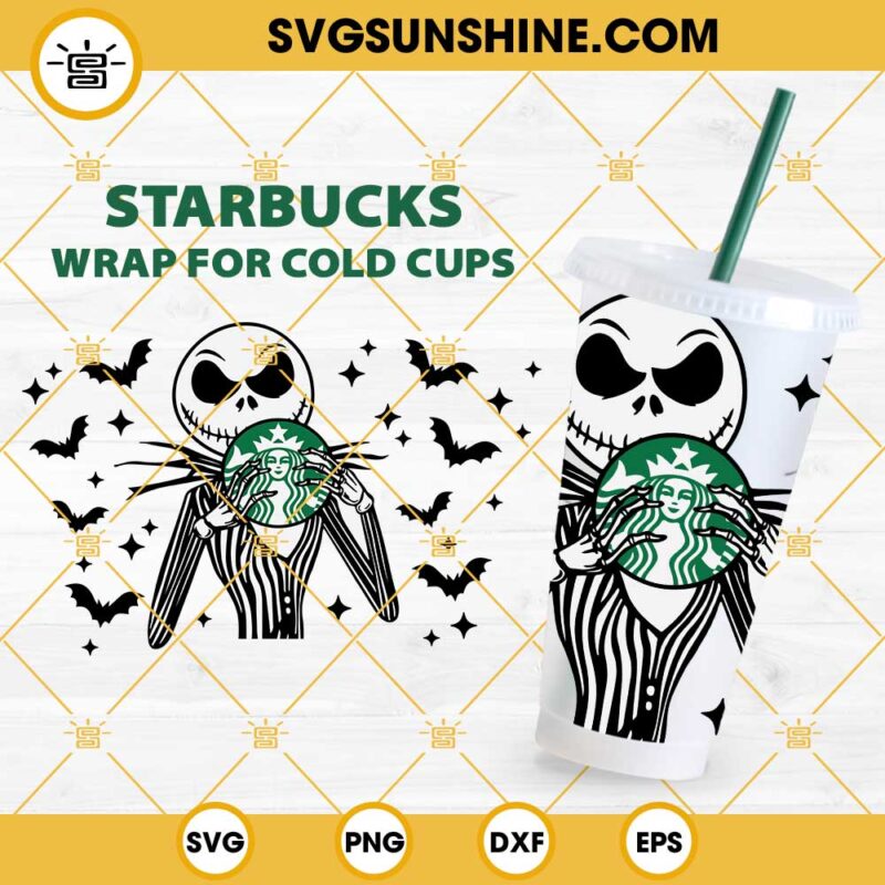 Jack Skellington Full Wrap Starbucks Cup SVG, Halloween Full Wrap Starbucks Cup SVG PNG DXF EPS