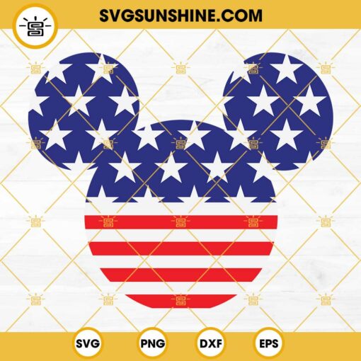 Disney Mickey Head Usa Flag SVG, Patriotic Mickey 4th Of July SVG