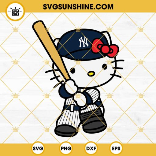 Hello Kitty New York Yankees SVG, Kitty Yankees SVG PNG DXF EPS