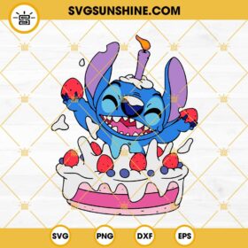 Stitch Birthday Cake SVG, Happy Birthday Stitch SVG, Disney Birthday ...