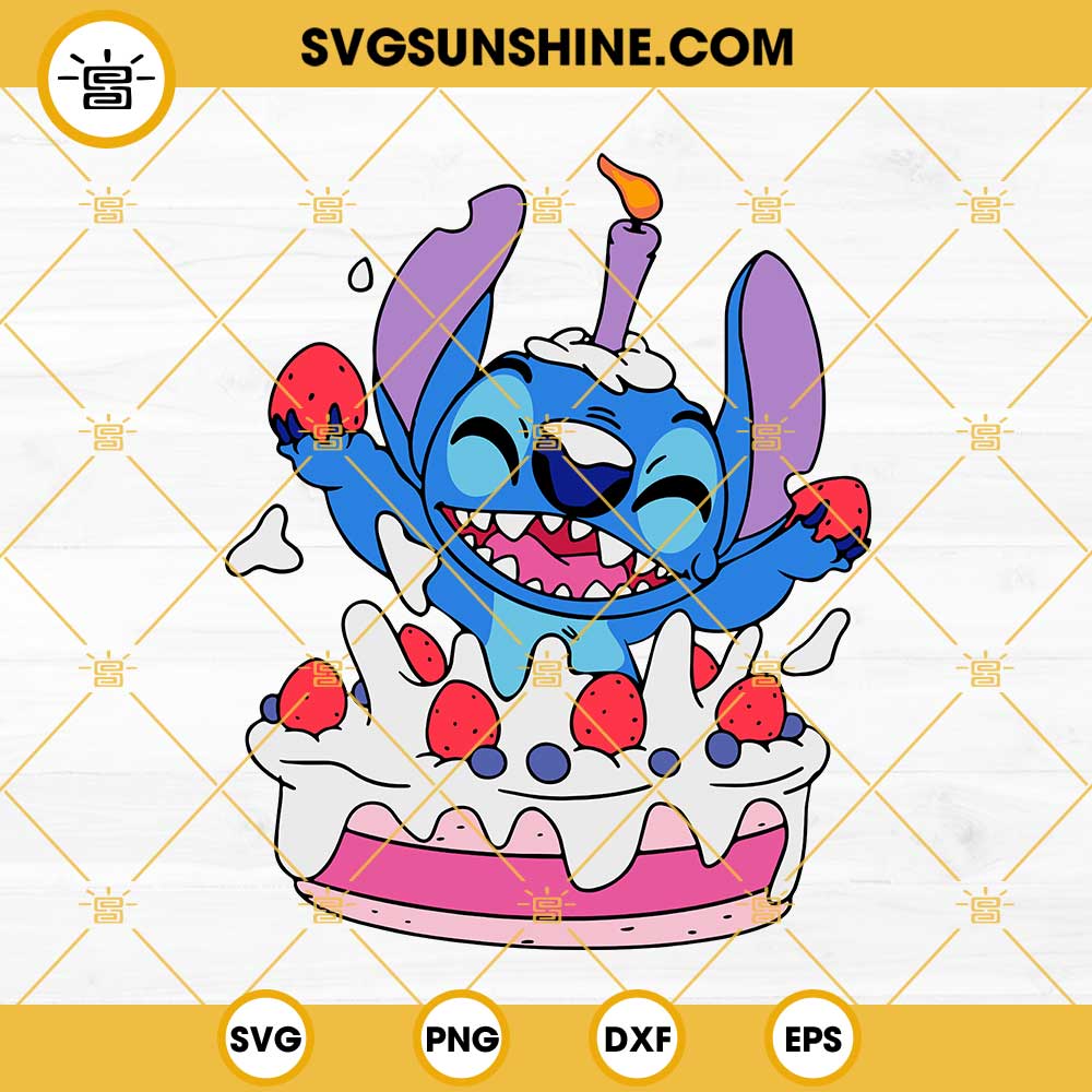 Stitch Birthday Cake SVG, Happy Birthday Stitch SVG, Disney Birthday