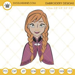 Anna Frozen Embroidery Designs, Disney Princess Machine Embroidery Design File