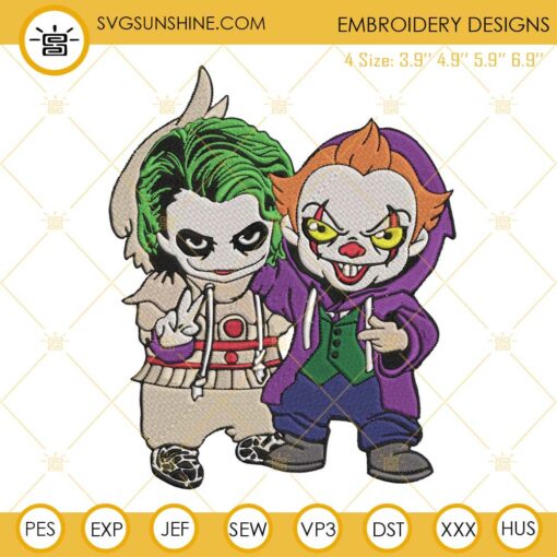 Baby Pennywise And Joker Embroidery Design File