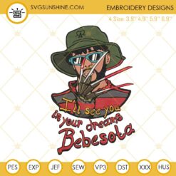 Bad Bunny Freddy Krueger Embroidery Design File, Bad Bunny Halloween Embroidery Designs