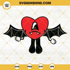Bad Bunny Heart Bat Halloween SVG PNG DXF EPS File For Cricut
