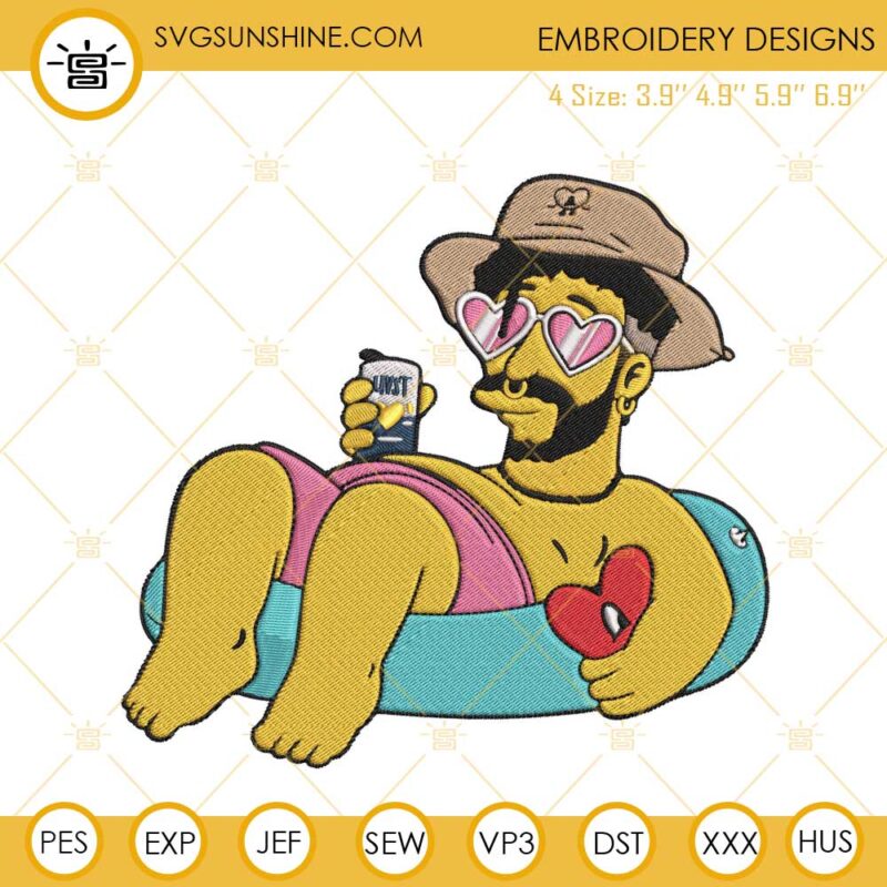 Bad bunny Simpsons Embroidery Designs, Bad Bunny Un Verano Sin Ti Embroidery Pattern