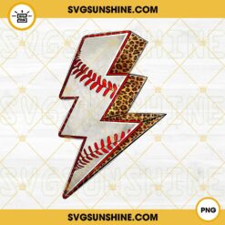 Baseball Lightning Bolt PNG Design, Leopard Baseball Lightning Bolt PNG, Sports Baseball PNG