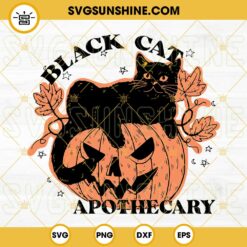 Black Cat Apothecary SVG, Black Cat Pumpkin Halloween SVG PNG DXF EPS Designs