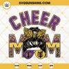 Cheer Mom Purple And Yellow Gold SVG, Leopard Cheer Mom SVG, Messy Bun Cheer Mom SVG PNG DXF EPS Cricut
