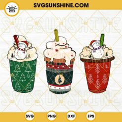 Snowman Christmas Coffee PNG, Christmas Candy PNG, Reindeer Christmas Drink Iced Latte PNG