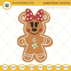Christmas Minnie Gingerbread Cookie Embroidery Design File
