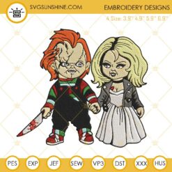 Chucky And Tiffany Embroidery Design File, Chucky Embroidery Designs