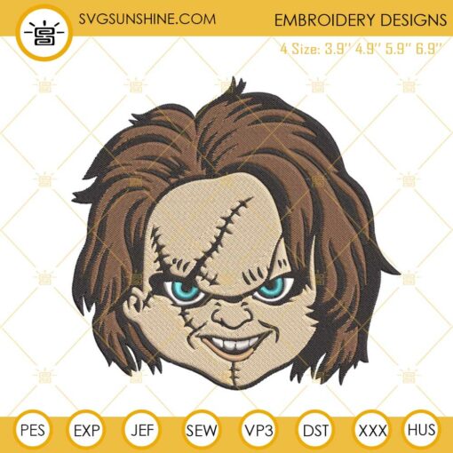 Chucky Embroidery Designs, Chucky Face Child's Play Machine Embroidery ...