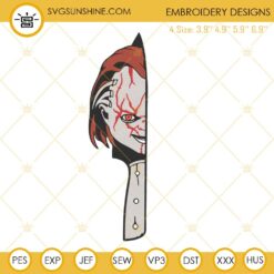 Chucky Knife Embroidery Designs, Chucky Horror Embroidery Pattern