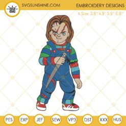Chucky Machine Embroidery Designs, Chucky Horror Movie Halloween Embroidery Design File