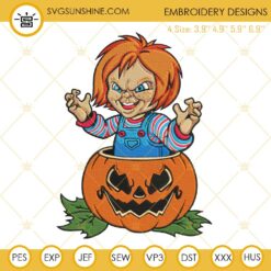 Chucky Pumpkin Halloween Embroidery Design File