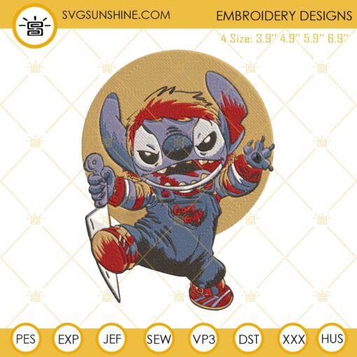 Chucky Stitch Embroidery Design File, Horror Movie Killers Halloween Embroidery Pattern