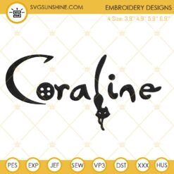 Coraline Logo Cat Machine Embroidery Design File